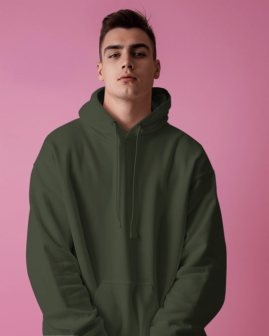 Nitorious Atelier olive Luxe hoodie crafted from premium cotton fleece, featuring a rich green hue and a soft, comfortable fit. This hoodie combines style and warmth, making it an ideal choice for everyday wear.