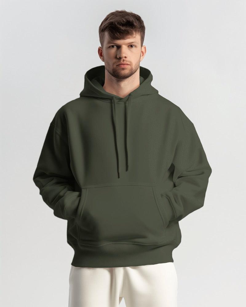 Nitorious Atelier olive Luxe hoodie crafted from premium cotton fleece, featuring a rich green hue and a soft, comfortable fit. This hoodie combines style and warmth, making it an ideal choice for everyday wear.