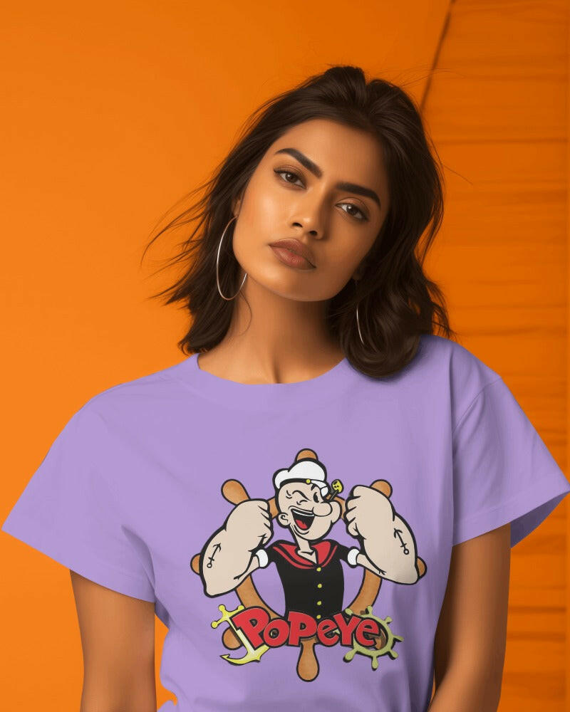 A fun and nostalgic t-shirt featuring a vibrant graphic of Popeye the Sailor. Crafted from premium cotton fabric, this oversized fit t-shirt provides exceptional comfort and a touch of retro style, perfect for casual wear and fans of classic cartoons.