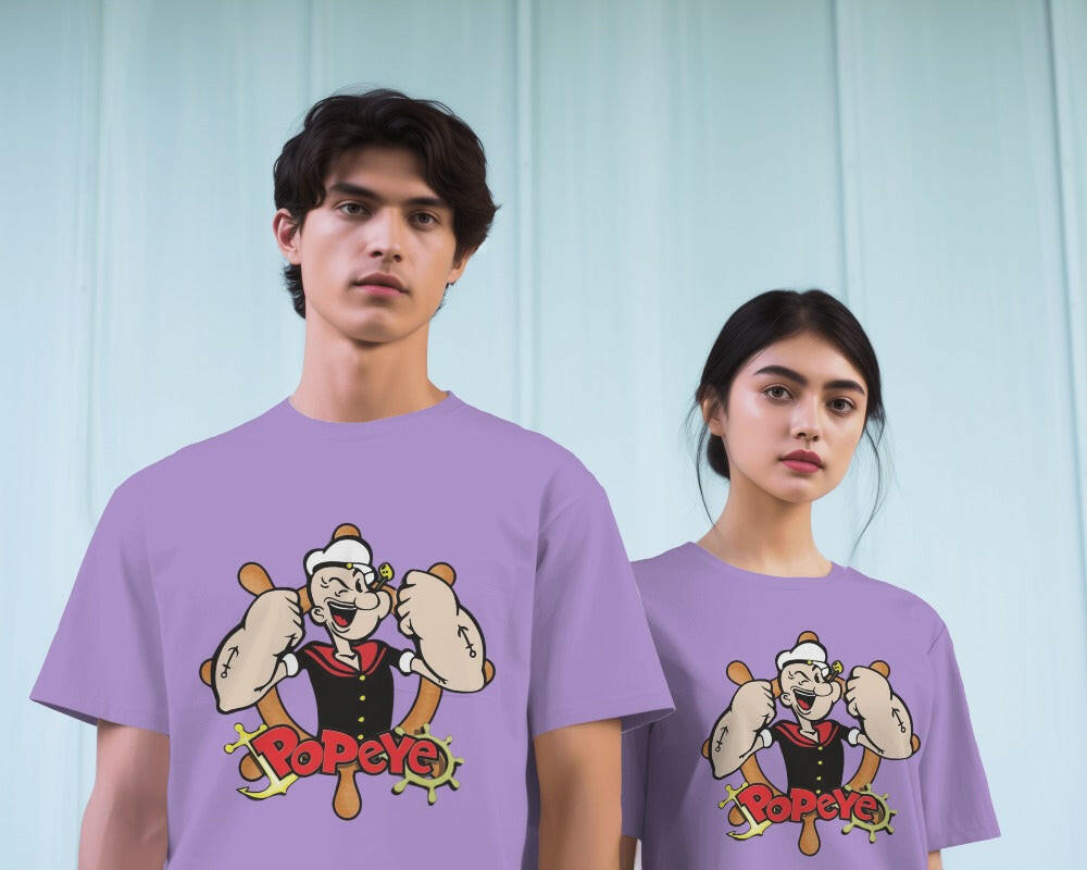 A fun and nostalgic t-shirt featuring a vibrant graphic of Popeye the Sailor. Crafted from premium cotton fabric, this oversized fit t-shirt provides exceptional comfort and a touch of retro style, perfect for casual wear and fans of classic cartoons.