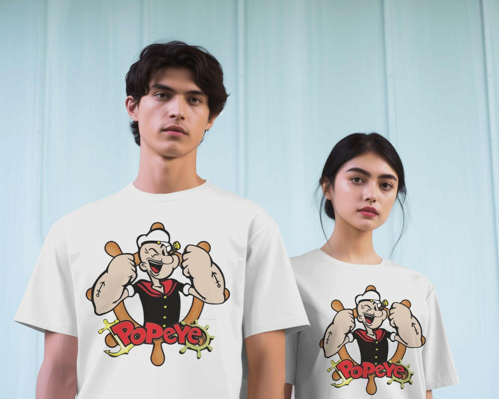 A fun and nostalgic t-shirt featuring a vibrant graphic of Popeye the Sailor. Crafted from premium cotton fabric, this oversized fit t-shirt provides exceptional comfort and a touch of retro style, perfect for casual wear and fans of classic cartoons.