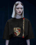 Porsche Graphic Printed Oversized Black Tshirt