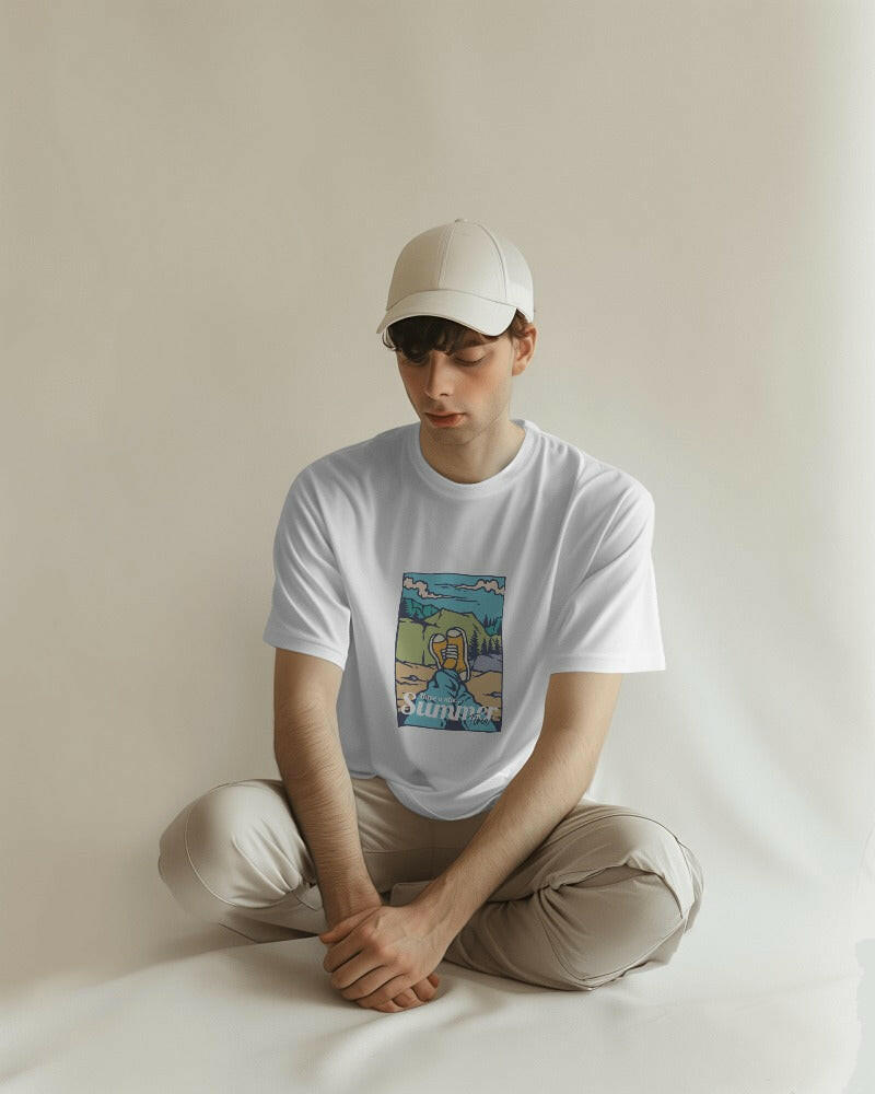 Nitorious Atelier's White regular fit tee, featuring Cool Boy print, combines comfort and style effortlessly