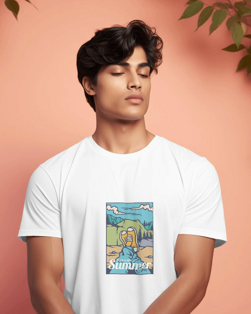 Nitorious Atelier's White regular fit tee, featuring Cool Boy print, combines comfort and style effortlessly