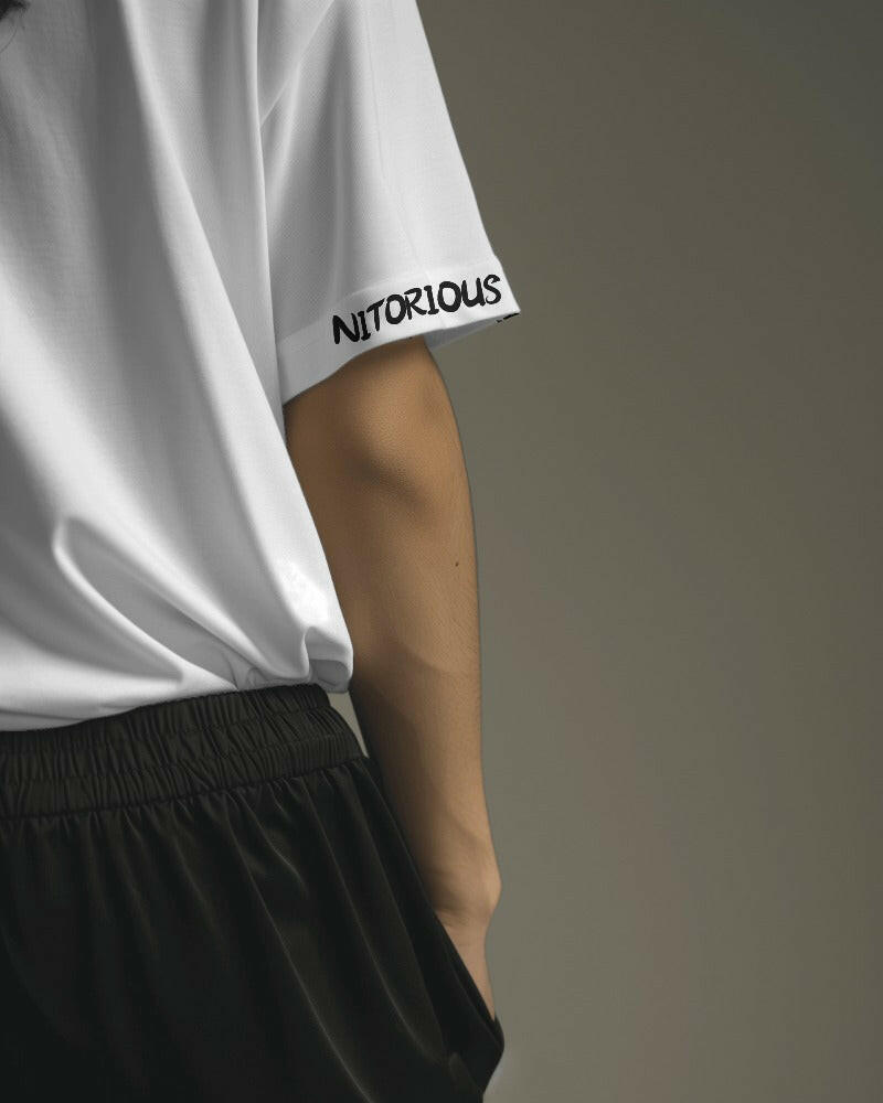 Nitorious Atelier's White regular fit tee, featuring Cool Boy print, combines comfort and style effortlessly