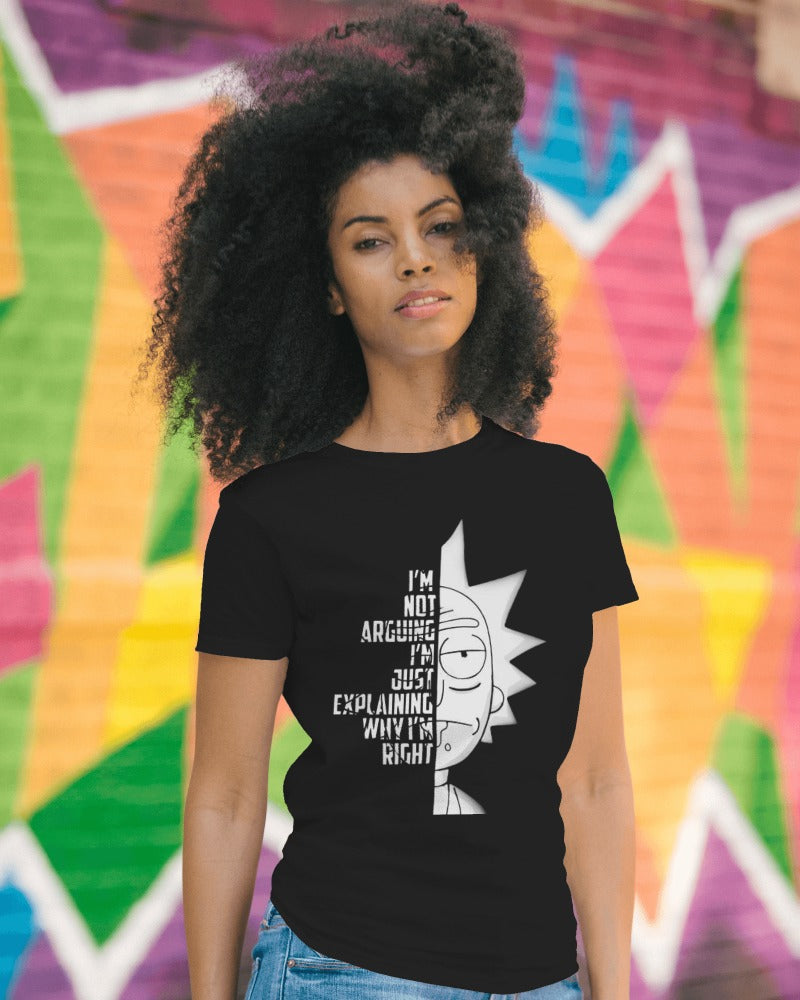 Black regular fit t-shirt from Nitorious Atelier featuring an iconic 'Rick and Morty' graphic print. Made from premium cotton, this t-shirt offers both comfort and fandom style, perfect for fans of the popular animated series.