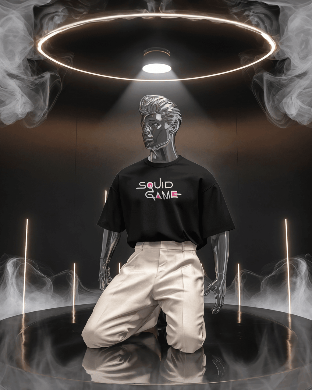 Black oversized Squid Game-themed tshirt from Nitorious Atelier featuring a bold graphic inspired by the iconic series. Made from premium cotton, this tshirt offers ultimate comfort and a trendy, relaxed fit.