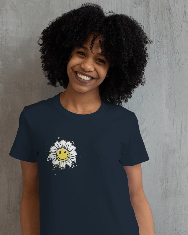 Blue regular fit t-shirt from Nitorious Atelier featuring a cheerful smile print. Made from premium cotton, this t-shirt offers comfort and a positive vibe.