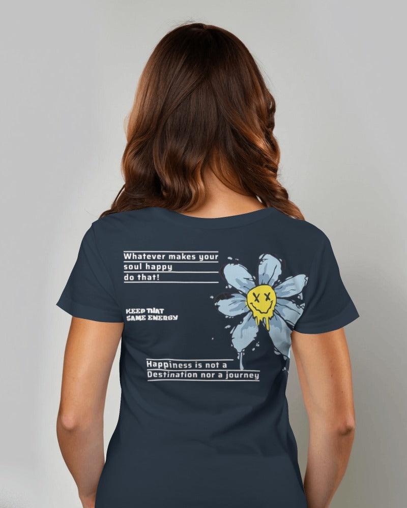 Blue regular fit t-shirt from Nitorious Atelier featuring a cheerful smile print. Made from premium cotton, this t-shirt offers comfort and a positive vibe.