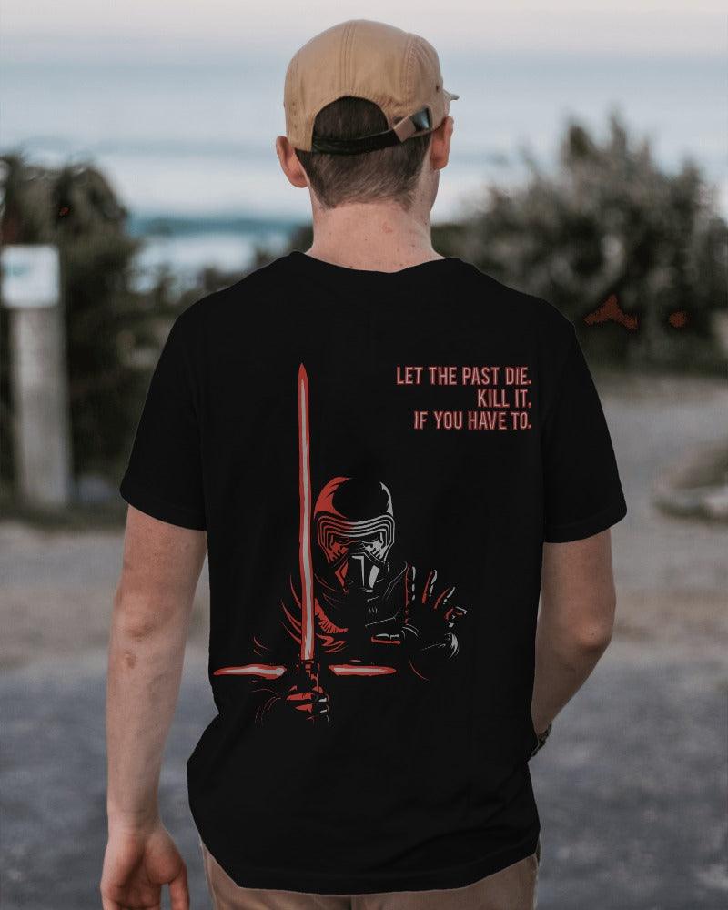 Black Star Wars-themed t-shirt from Nitorious Atelier featuring a bold, iconic graphic of the Star Wars logo in the center. Made from premium cotton, this t-shirt offers a comfortable fit with a timeless, geek-chic appeal perfect for fans of the galaxy far, far away.