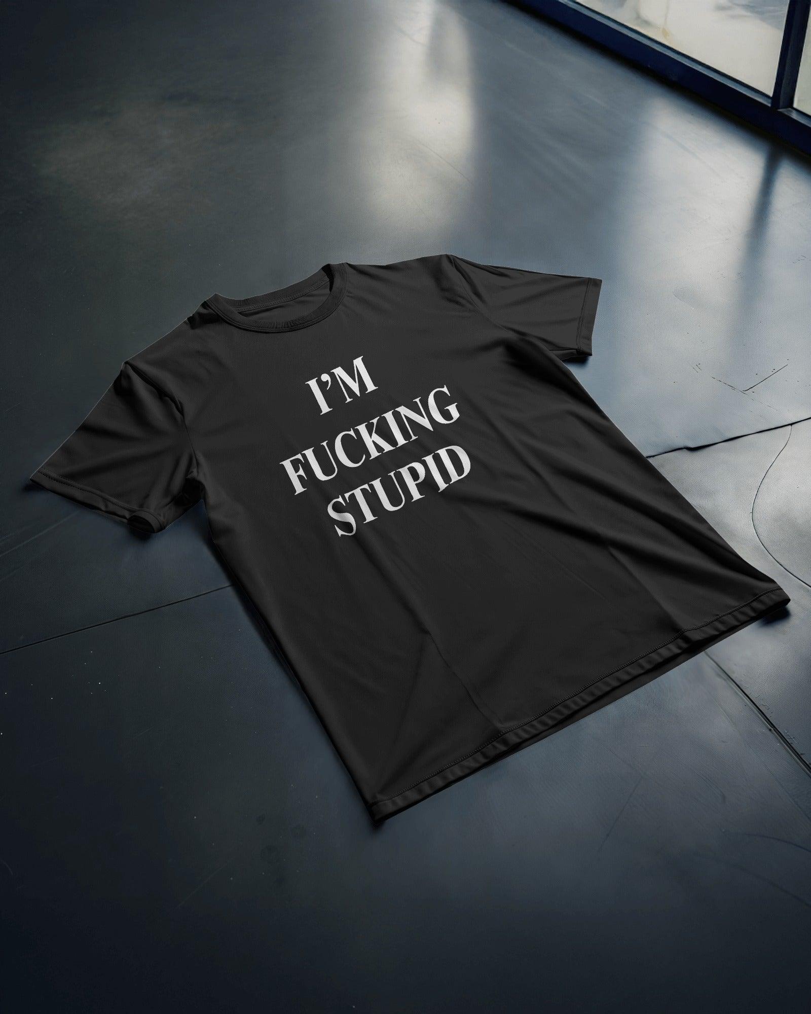 Oversized ‘I’m Stupid & I’m F*ing Stupid’ t-shirt from Nitorious Atelier. Bold, edgy, and unapologetically weird—crafted from premium 220 GSM cotton for ultimate comfort and statement-making style
