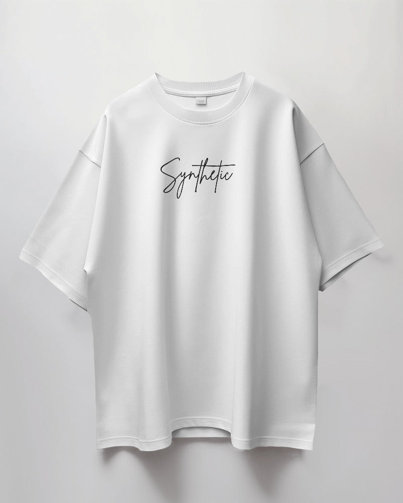 White oversized synthetic t-shirt from Nitorious Atelier. This stylish and comfortable t-shirt is perfect for a casual look, featuring a soft and lightweight synthetic fabric for a relaxed fit.