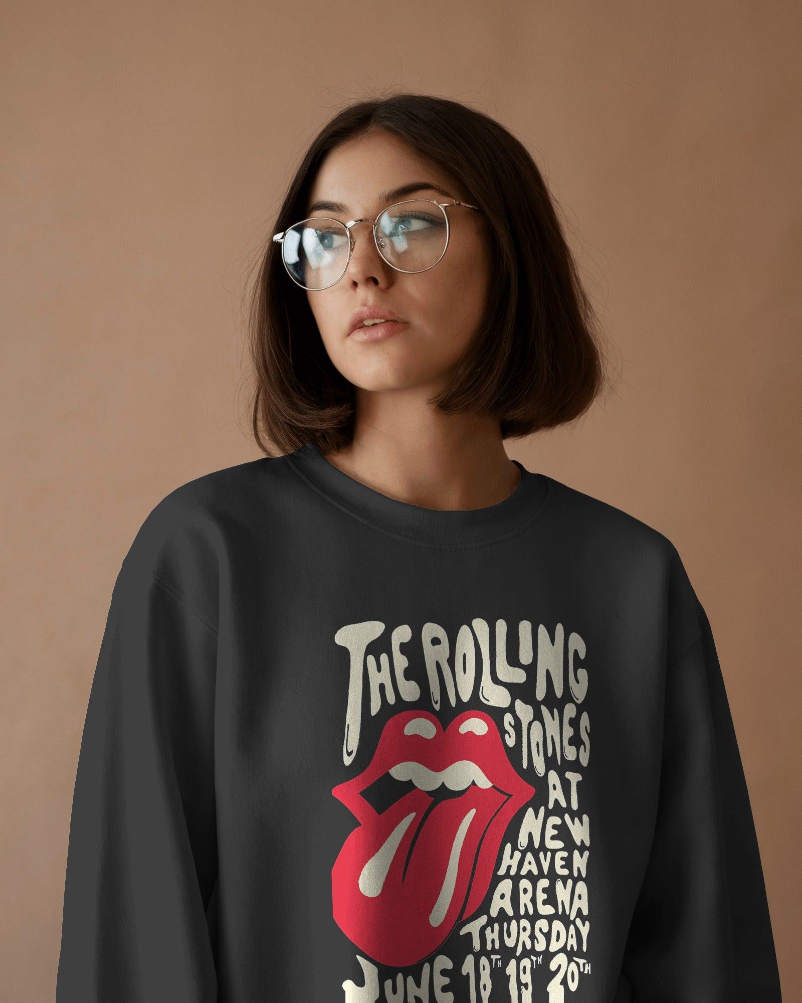 Black luxury "The Rolling Stones" sweatshirt from Nitorious Atelier, featuring a premium design inspired by the iconic rock band. Made from high-quality fabric for superior warmth, comfort, and durability, this sweatshirt offers a relaxed fit with a stylish edge.