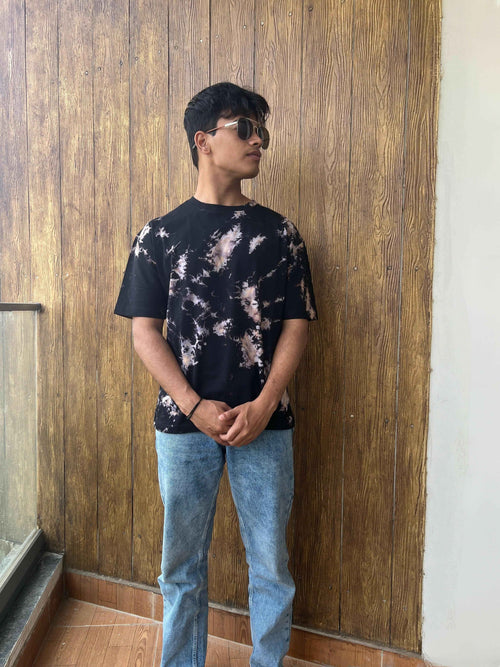 Oversized Tie & Dye T-shirt- Black