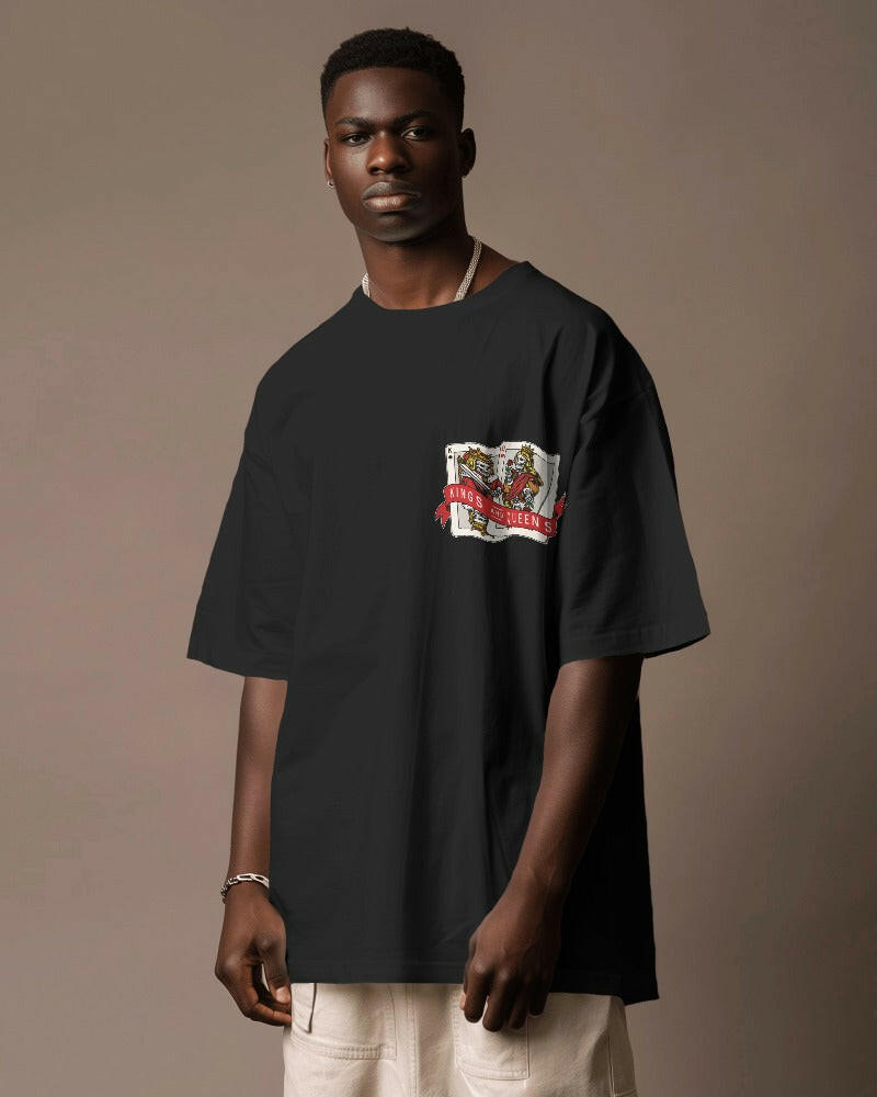 An oversized, playing cards Printed tee from Nitorious Atelier, offering comfort and style in equal measure.