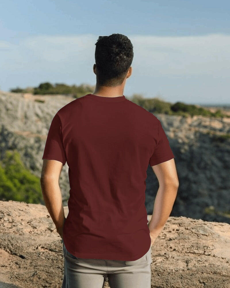 A classic regular-fit Maroon tee from Nitorious Atelier, perfect for everyday wear with its timeless design and superior comfort.