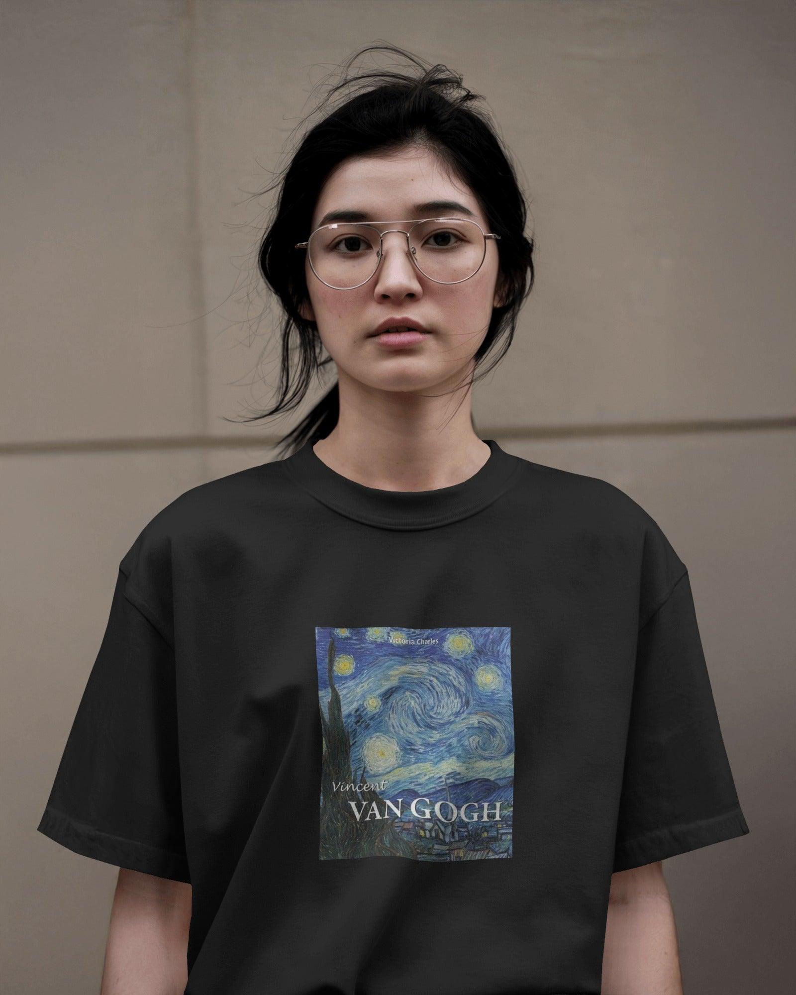Van Gogh graphic printed tshirt from Nitorious Atelier, featuring a premium high-definition print on ultra-softncotton. This oversized, unisex tshirt offers a trendy streetwear look with lasting comfort. Perfect for art lovers and fashion enthusiasts. Durable, breathable, and fade-resistant. Elevate your wardrobe with this aesthetic and stylish statement piece!