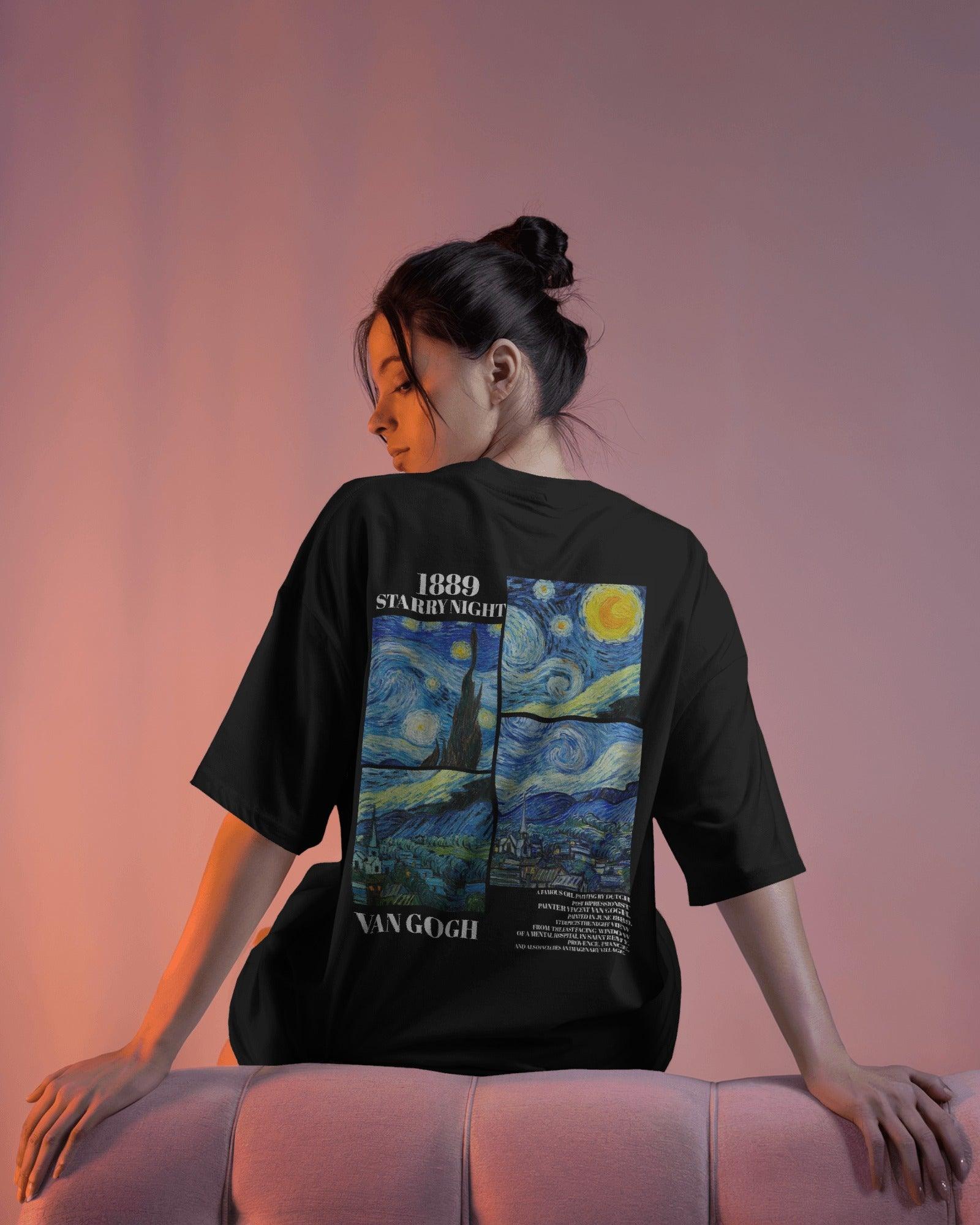 Van Gogh graphic printed tshirt from Nitorious Atelier, featuring a premium high-definition print on ultra-softncotton. This oversized, unisex tshirt offers a trendy streetwear look with lasting comfort. Perfect for art lovers and fashion enthusiasts. Durable, breathable, and fade-resistant. Elevate your wardrobe with this aesthetic and stylish statement piece!