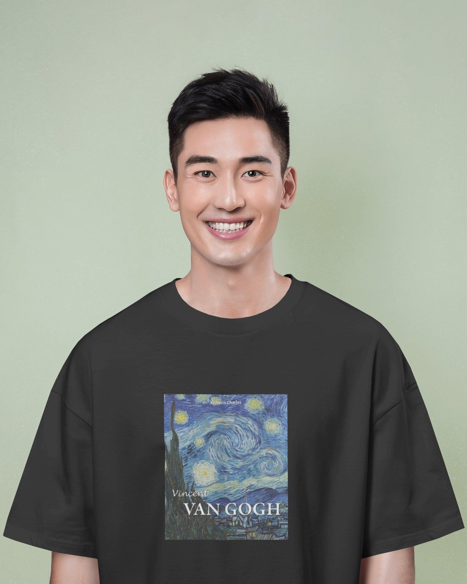 Van Gogh graphic printed tshirt from Nitorious Atelier, featuring a premium high-definition print on ultra-softncotton. This oversized, unisex tshirt offers a trendy streetwear look with lasting comfort. Perfect for art lovers and fashion enthusiasts. Durable, breathable, and fade-resistant. Elevate your wardrobe with this aesthetic and stylish statement piece!