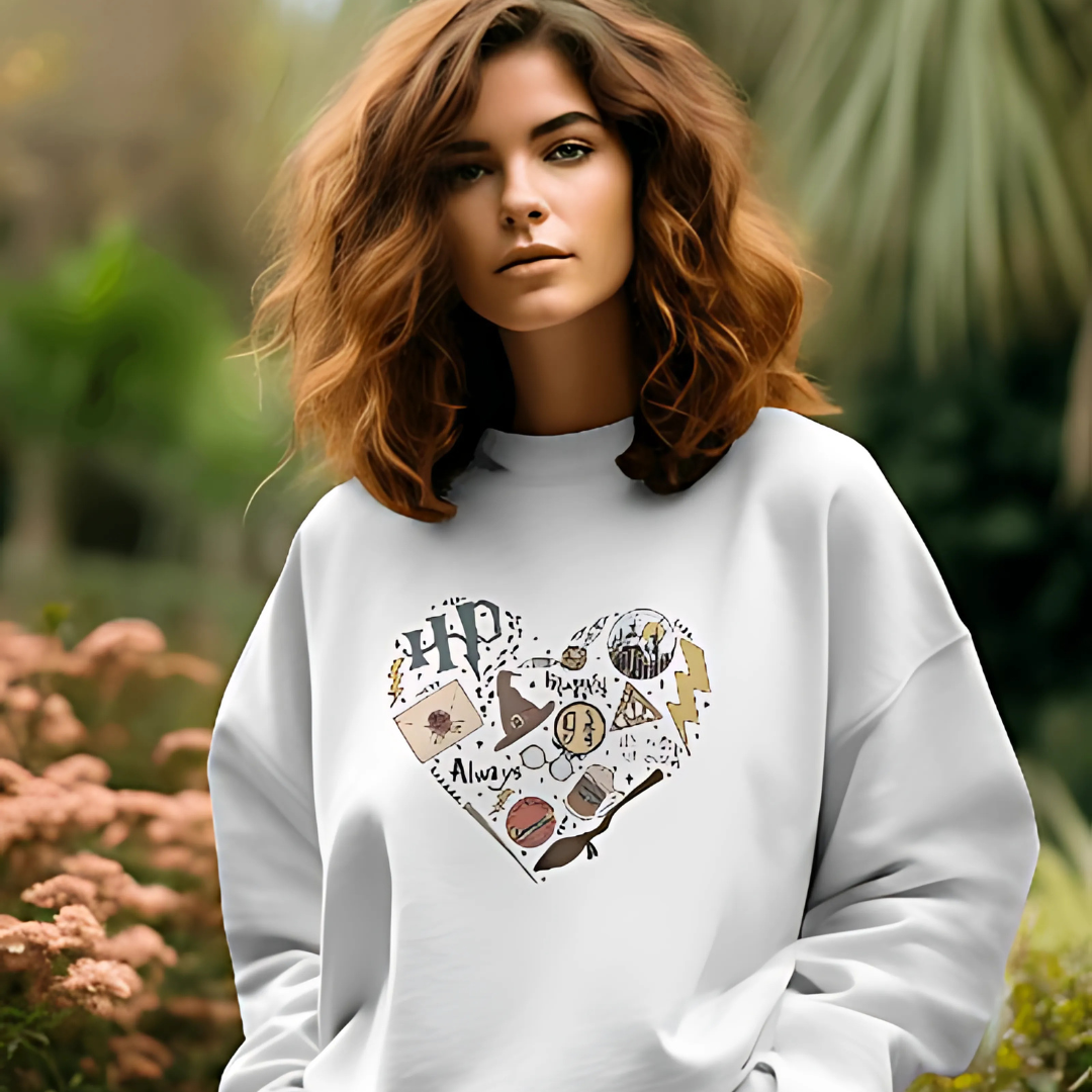 White Harry Potter sweatshirt from Nitorious Atelier featuring a magical graphic design inspired by the wizarding world. Made from soft, premium cotton, this sweatshirt offers both comfort and style for Harry Potter fans.