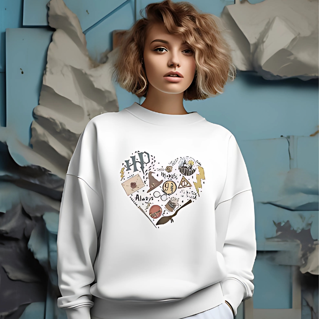 White Harry Potter sweatshirt from Nitorious Atelier featuring a magical graphic design inspired by the wizarding world. Made from soft, premium cotton, this sweatshirt offers both comfort and style for Harry Potter fans.