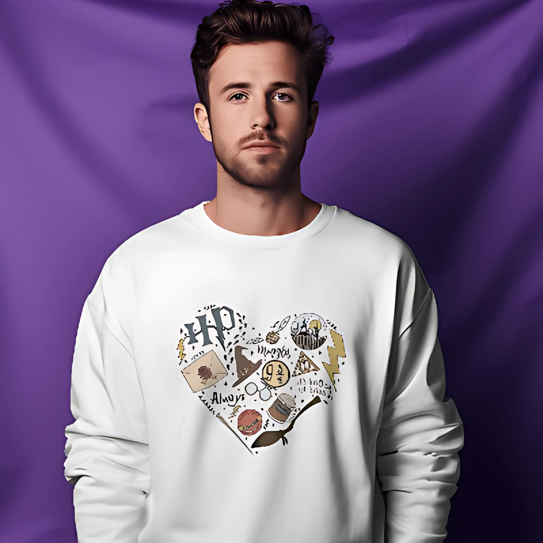 White Harry Potter sweatshirt from Nitorious Atelier featuring a magical graphic design inspired by the wizarding world. Made from soft, premium cotton, this sweatshirt offers both comfort and style for Harry Potter fans.