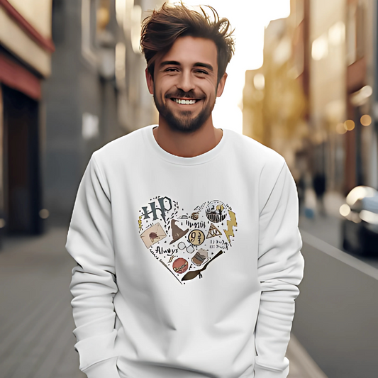 White Harry Potter sweatshirt from Nitorious Atelier featuring a magical graphic design inspired by the wizarding world. Made from soft, premium cotton, this sweatshirt offers both comfort and style for Harry Potter fans.