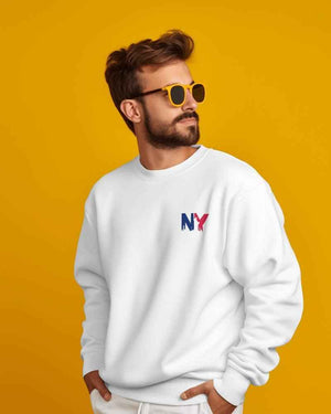 Nitorious Atelier White New York Printed Luxe Sweatshirt