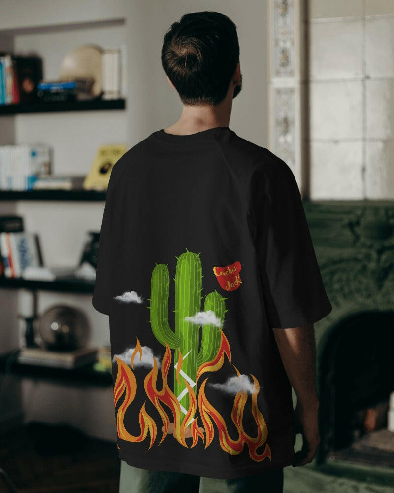 An oversized, Cactus Jack Printed Black tee from Nitorious Atelier, offering comfort and style in equal measure.