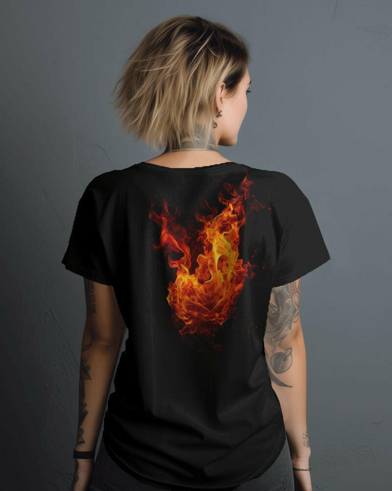 An oversized, fire Printed tee from Nitorious Atelier, offering comfort and style in equal measure.