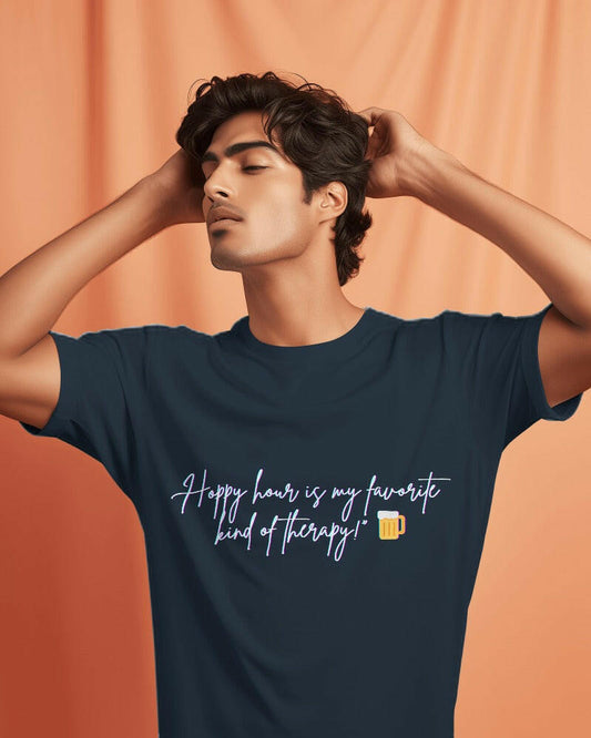 Nitorious Atelier's Dark Blue regular fit tee, featuring Beer print, combines comfort and style effortlessly