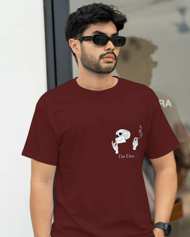 Nitorious Atelier's regular fit tee, featuring smoking skull print, combines comfort and style effortlessly