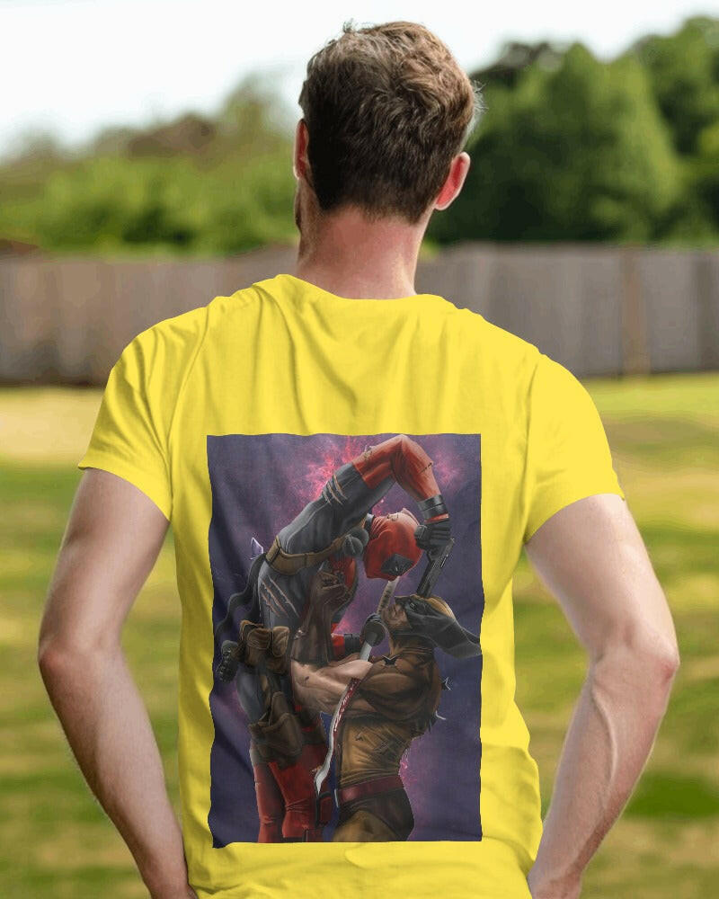 Nitorious Atelier's regular fit tee, featuring Deadpool vs Wolverine print, combines comfort and style effortlessly