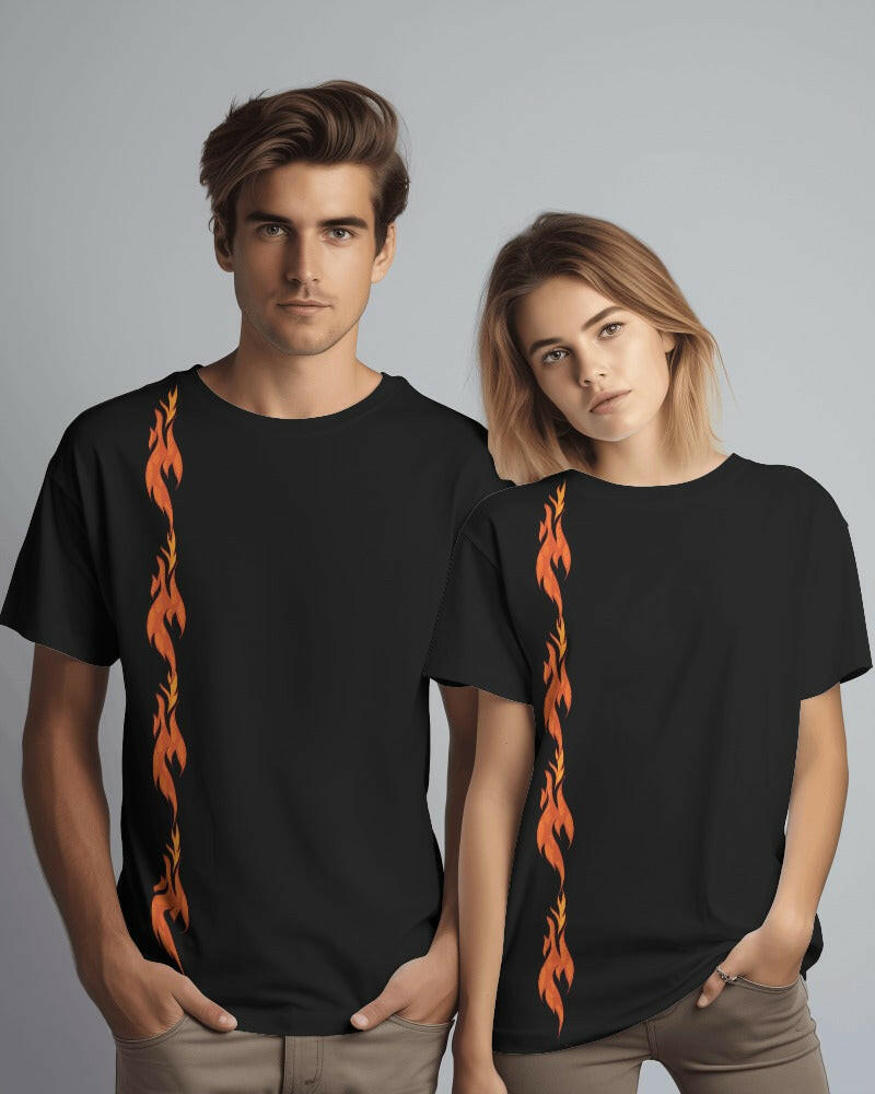 An oversized, fire Printed tee from Nitorious Atelier, offering comfort and style in equal measure.