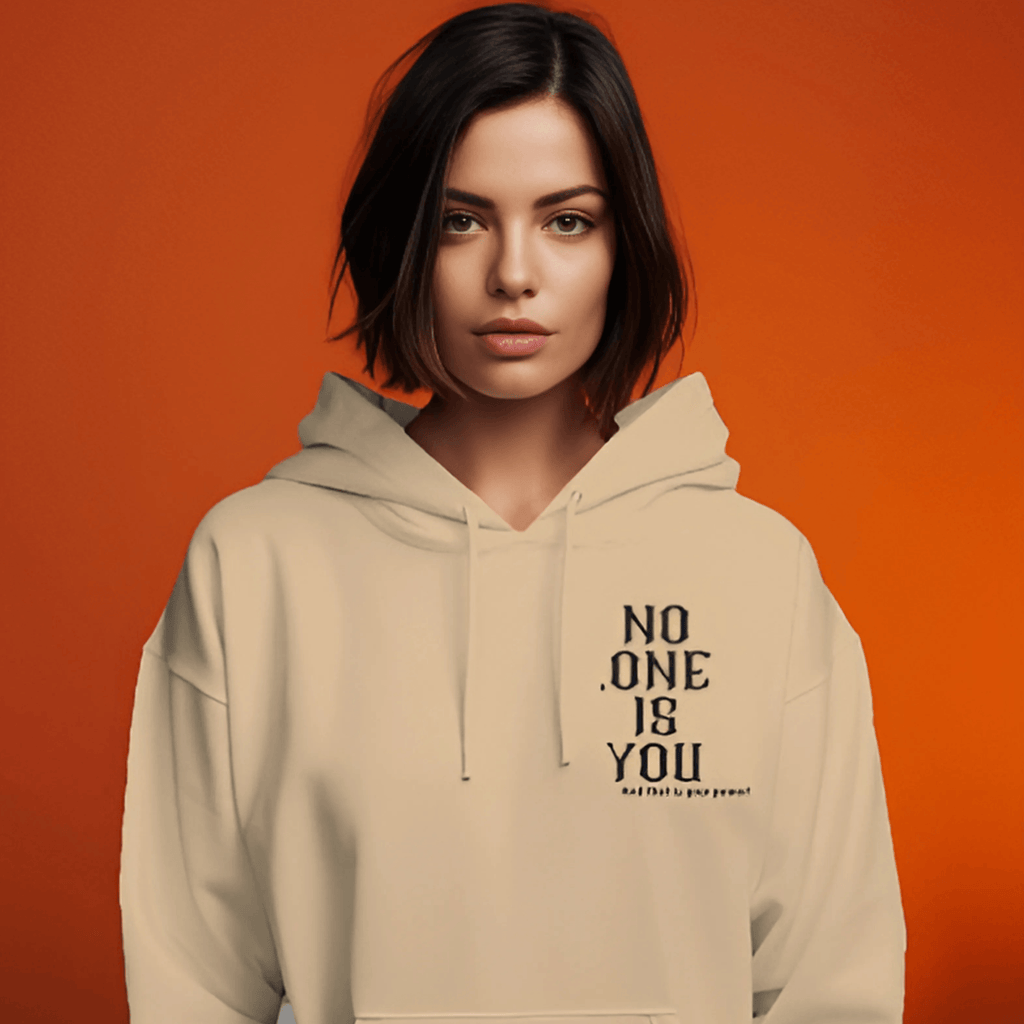 Nitorious Beige Printed Luxe Hoodie.