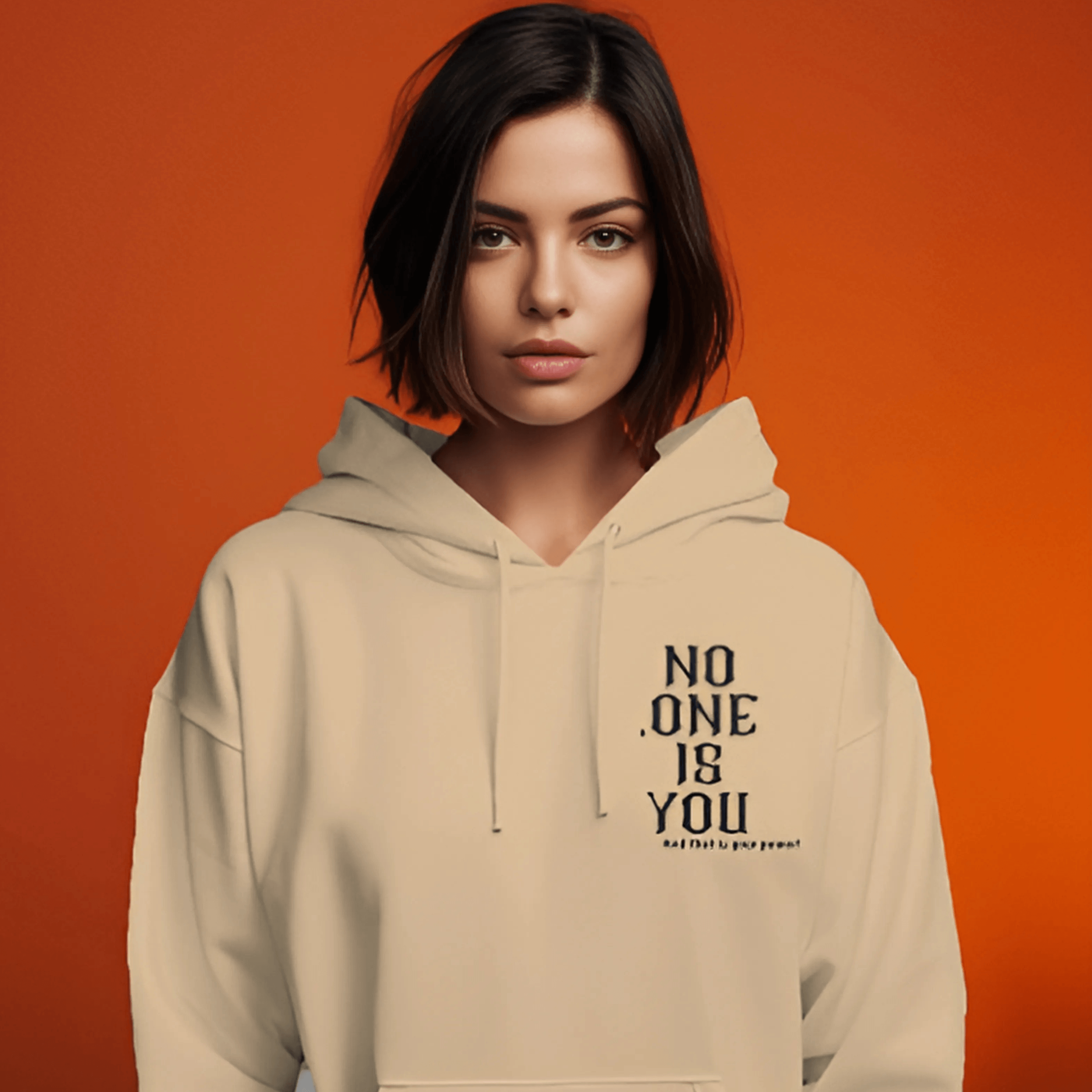 Nitorious Beige Printed Luxe Hoodie.
