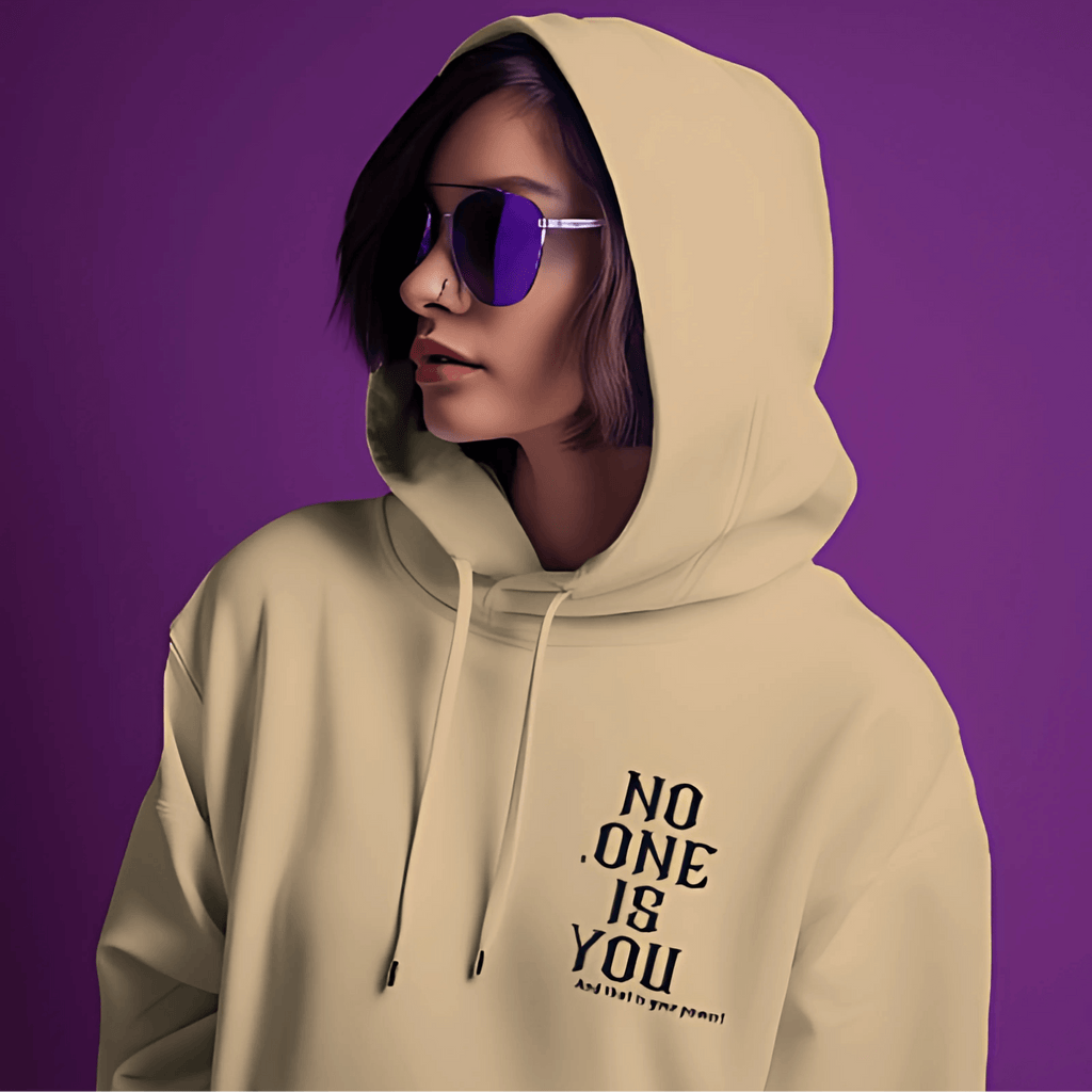Nitorious Beige Printed Luxe Hoodie.