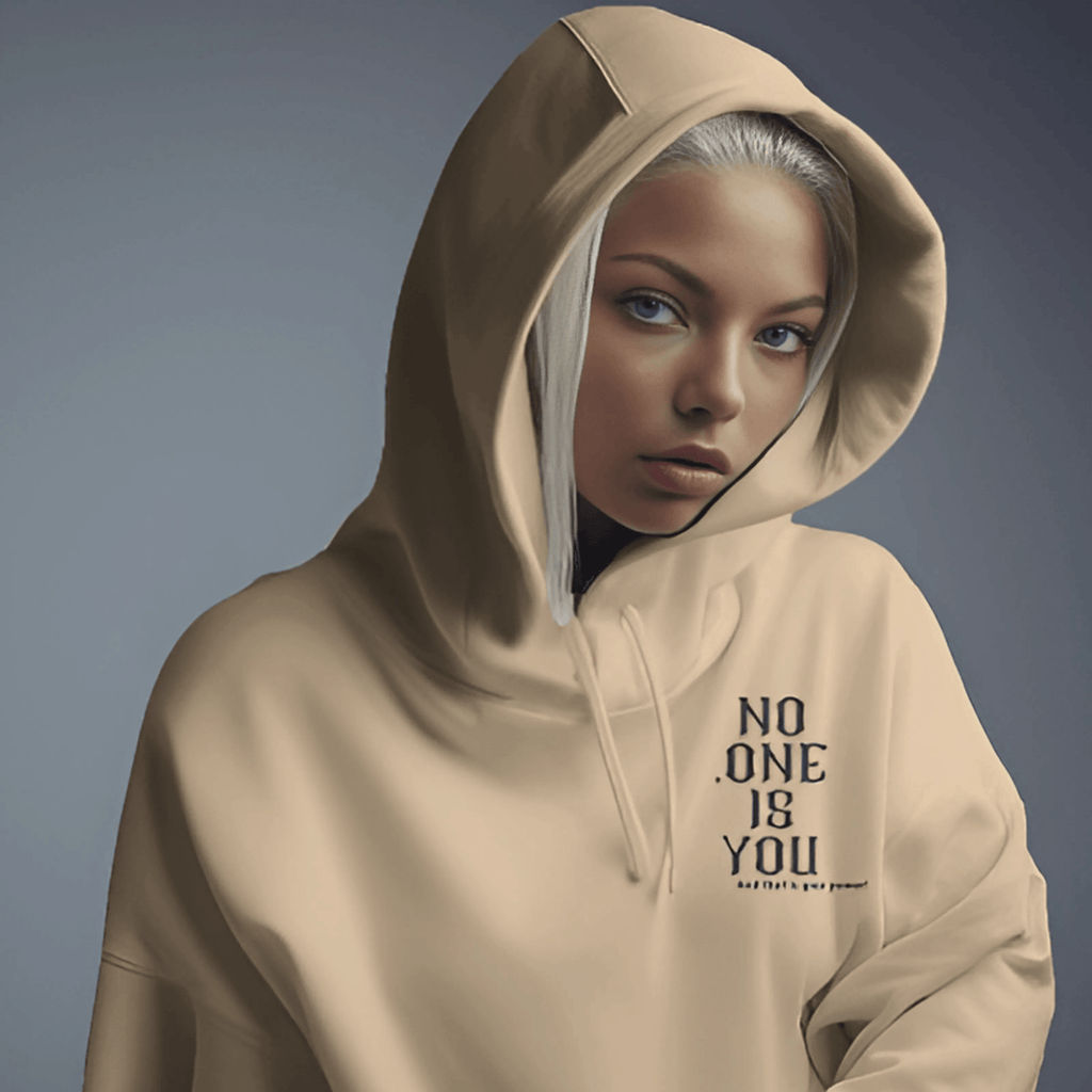 Nitorious Beige Printed Luxe Hoodie.