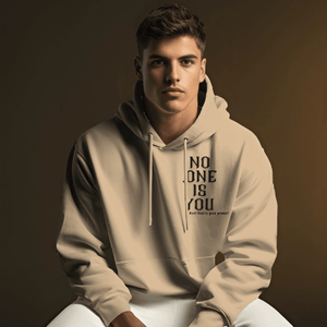 Nitorious Beige Printed Luxe Hoodie