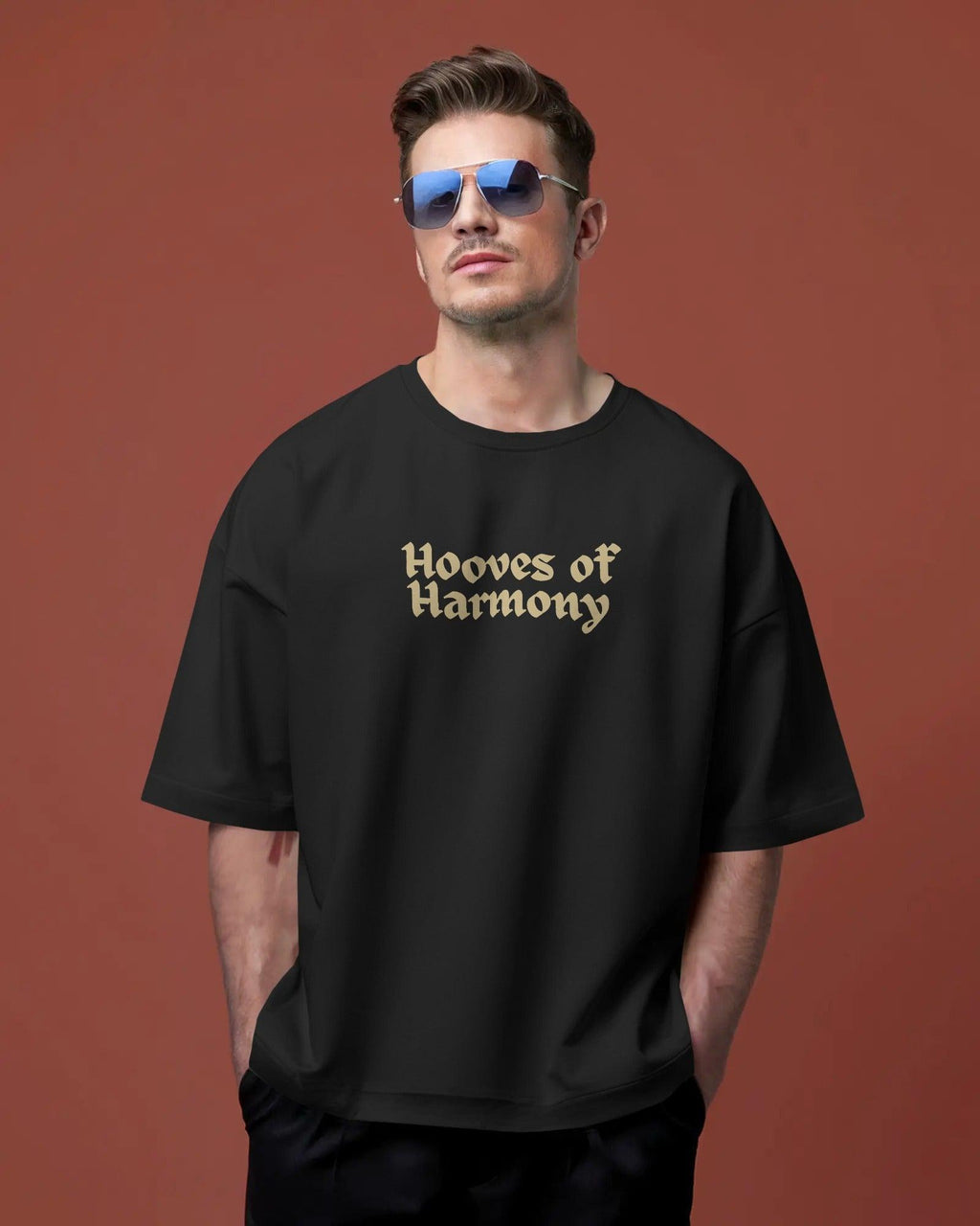Kilin Harmony Black Oversized T-shirt from Nitorious Atelier featuring a bold harmony-themed graphic. Made from premium cotton for all-day comfort and an elevated streetwear look.