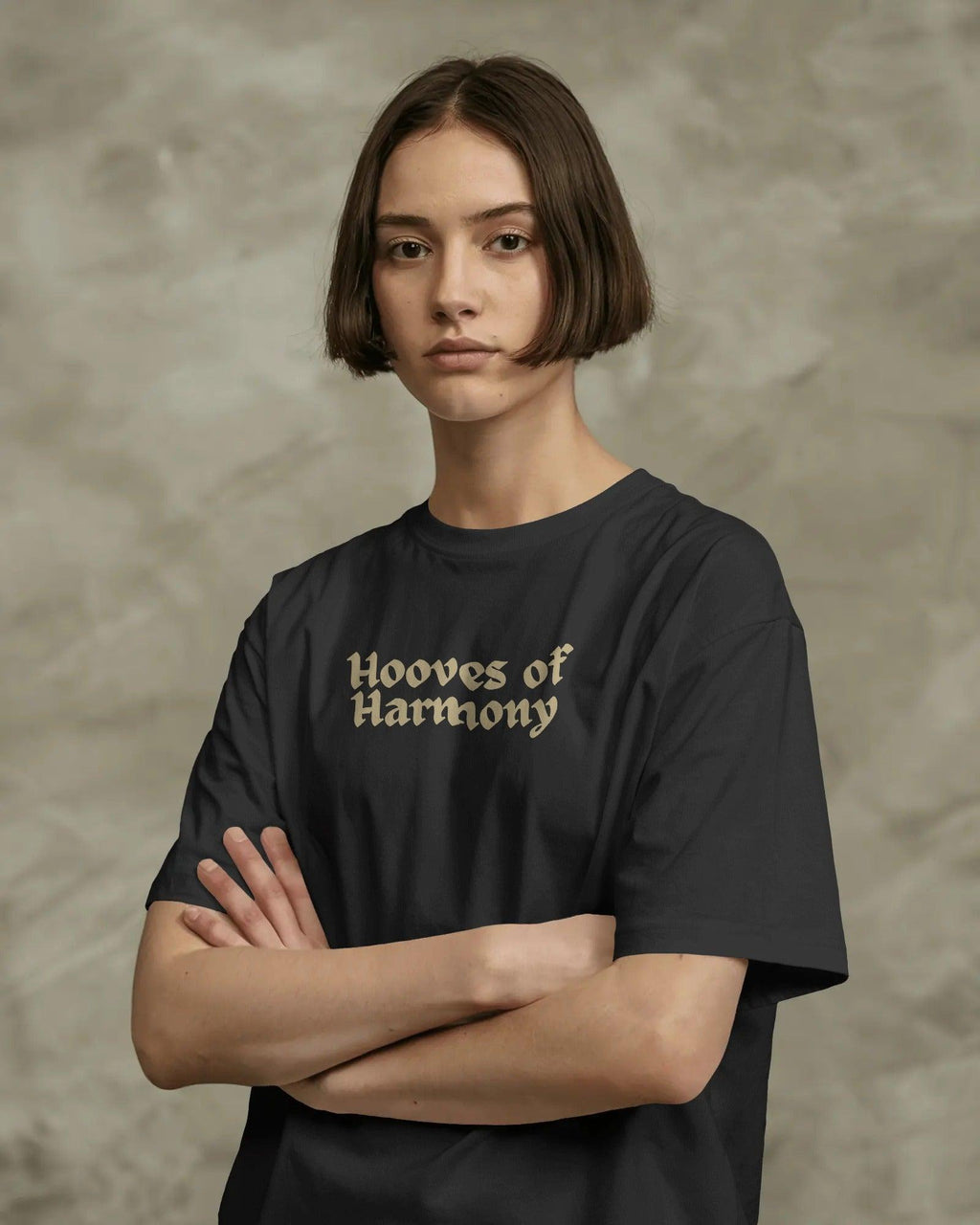 Kilin Harmony Black Oversized T-shirt from Nitorious Atelier featuring a bold harmony-themed graphic. Made from premium cotton for all-day comfort and an elevated streetwear look.