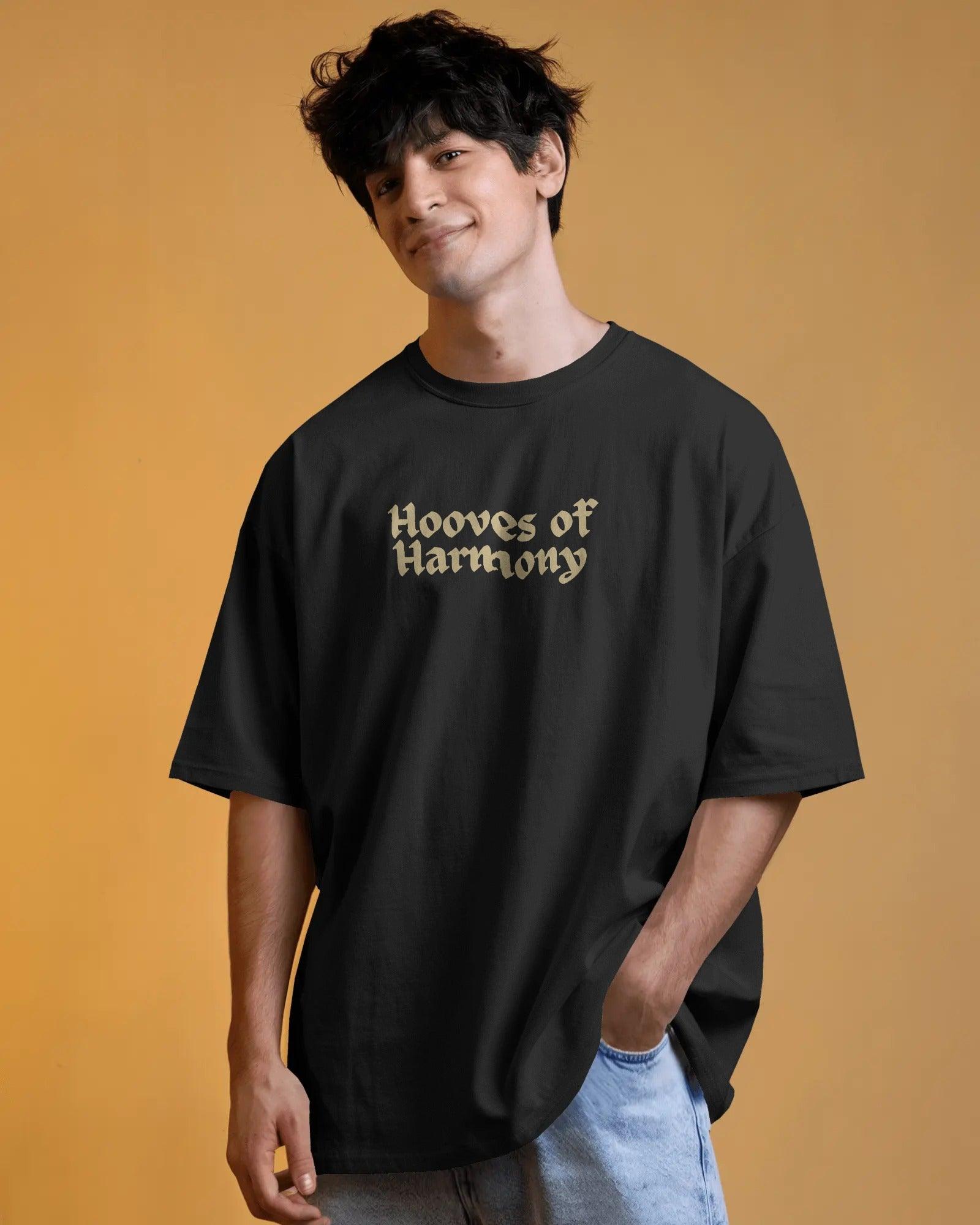 Kilin Harmony Black Oversized T-shirt from Nitorious Atelier featuring a bold harmony-themed graphic. Made from premium cotton for all-day comfort and an elevated streetwear look.