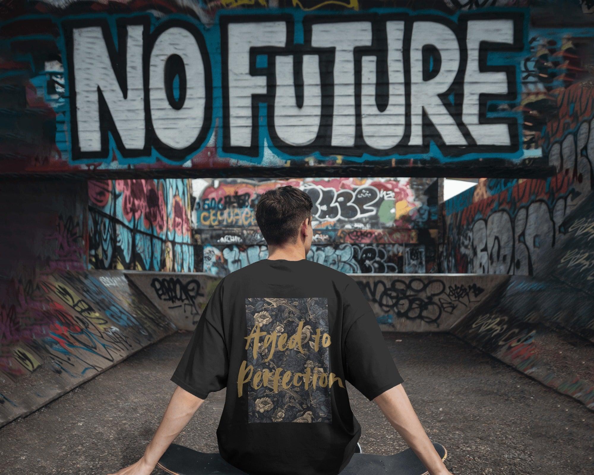 Kilin Black Oversized T-shirt by Nitorious Atelier, crafted from premium cotton. Features a bold front graphic with a relaxed fit for ultimate comfort and streetwear appeal.