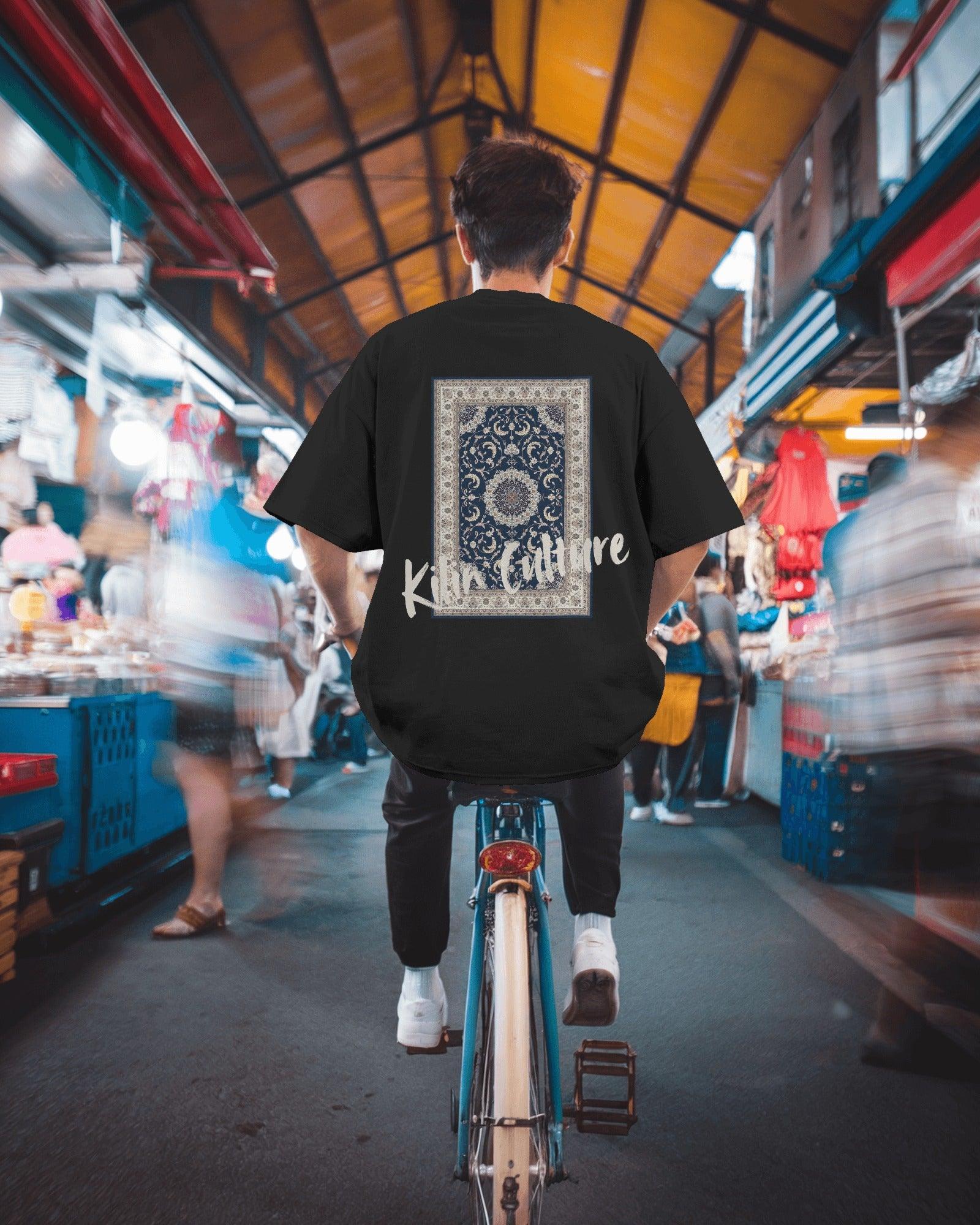 Kilin Culture Black Oversized T-shirt from Nitorious Atelier featuring a cultural-inspired graphic print. Made with premium cotton for a soft, relaxed fit.