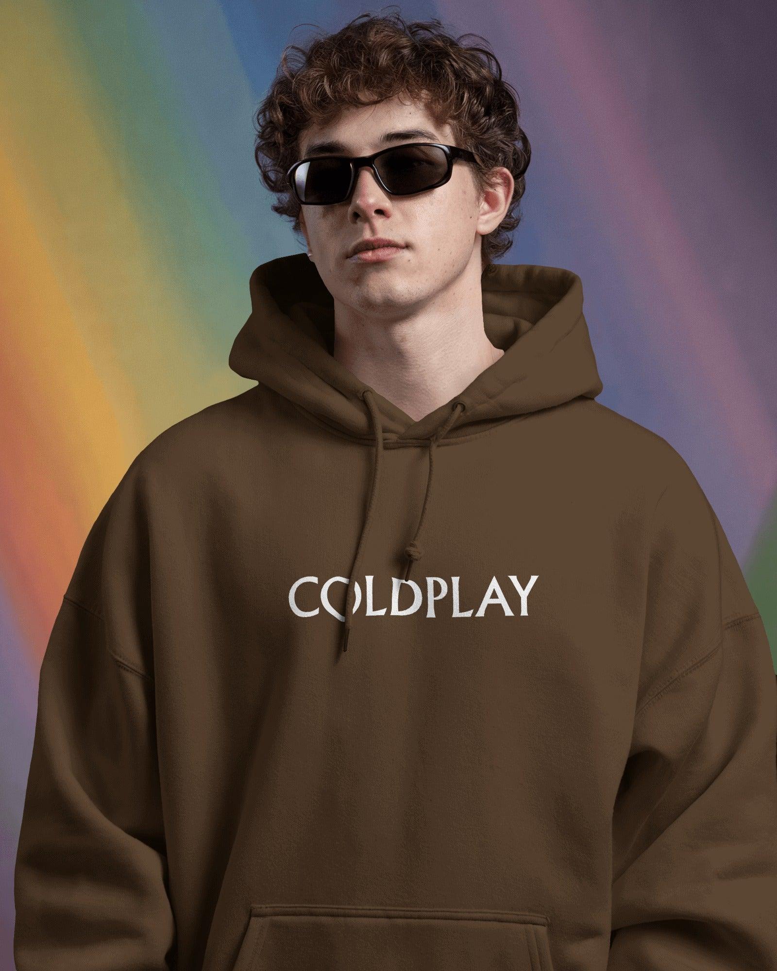 Brown Coldplay hoodie from Nitorious Atelier featuring a comfortable and stylish design. Made from premium cotton fleece, this hoodie ensures warmth and durability, perfect for fans of Coldplay and casual fashion.