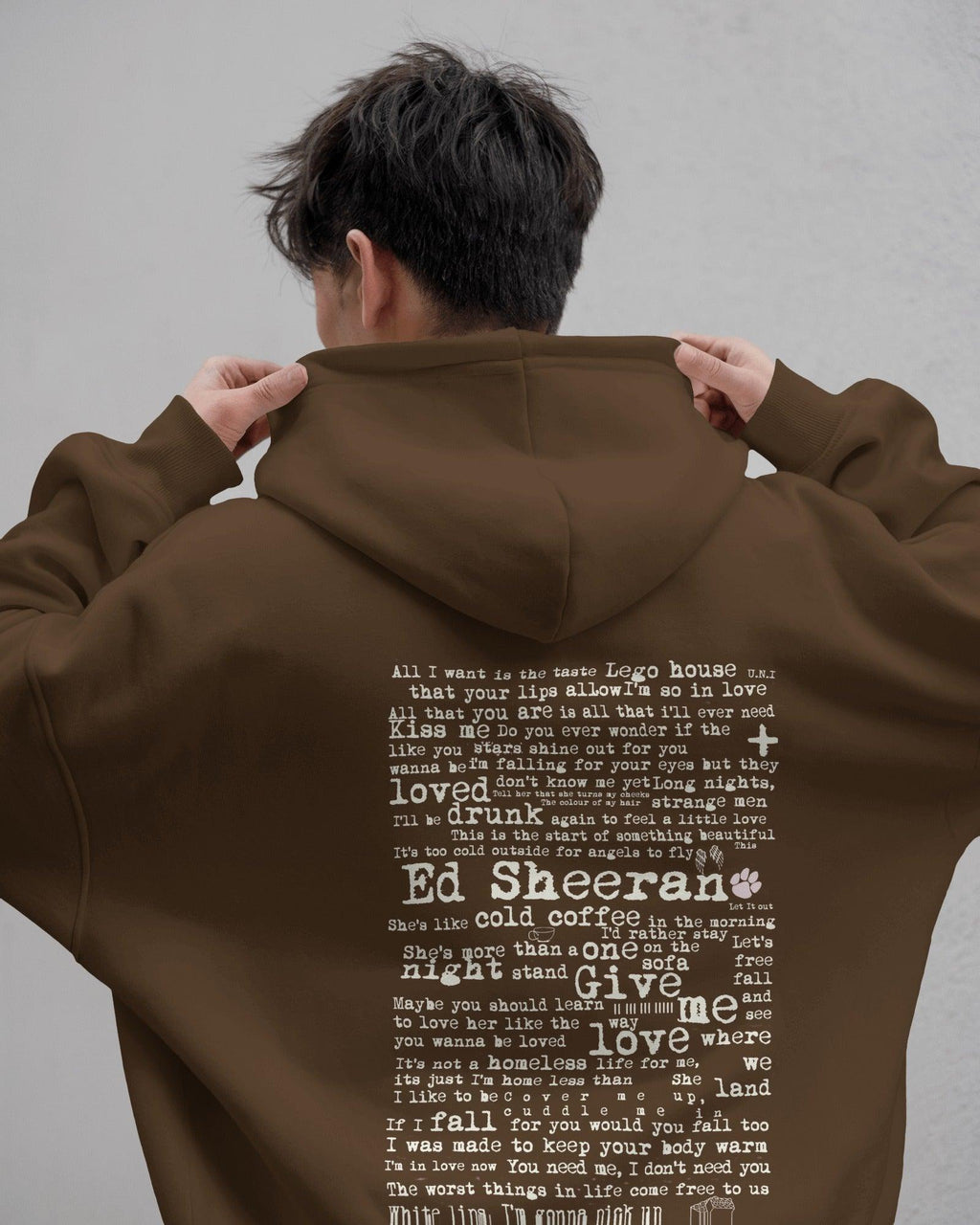 Brown luxe hoodie inspired by Ed Sheeran, from Nitorious Atelier. Made from premium cotton fleece for ultimate comfort and style, this hoodie features a cosy fit and a timeless design, perfect for casual and music-inspired outfits.