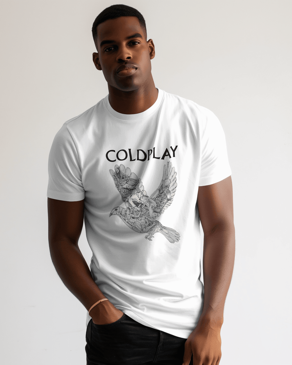 Coldplay White T-shirt by Nitorious Atelier featuring a clean and timeless design inspired by the band's iconic style. Made from premium cotton, this t-shirt ensures comfort, durability, and a perfect fit for everyday wear.