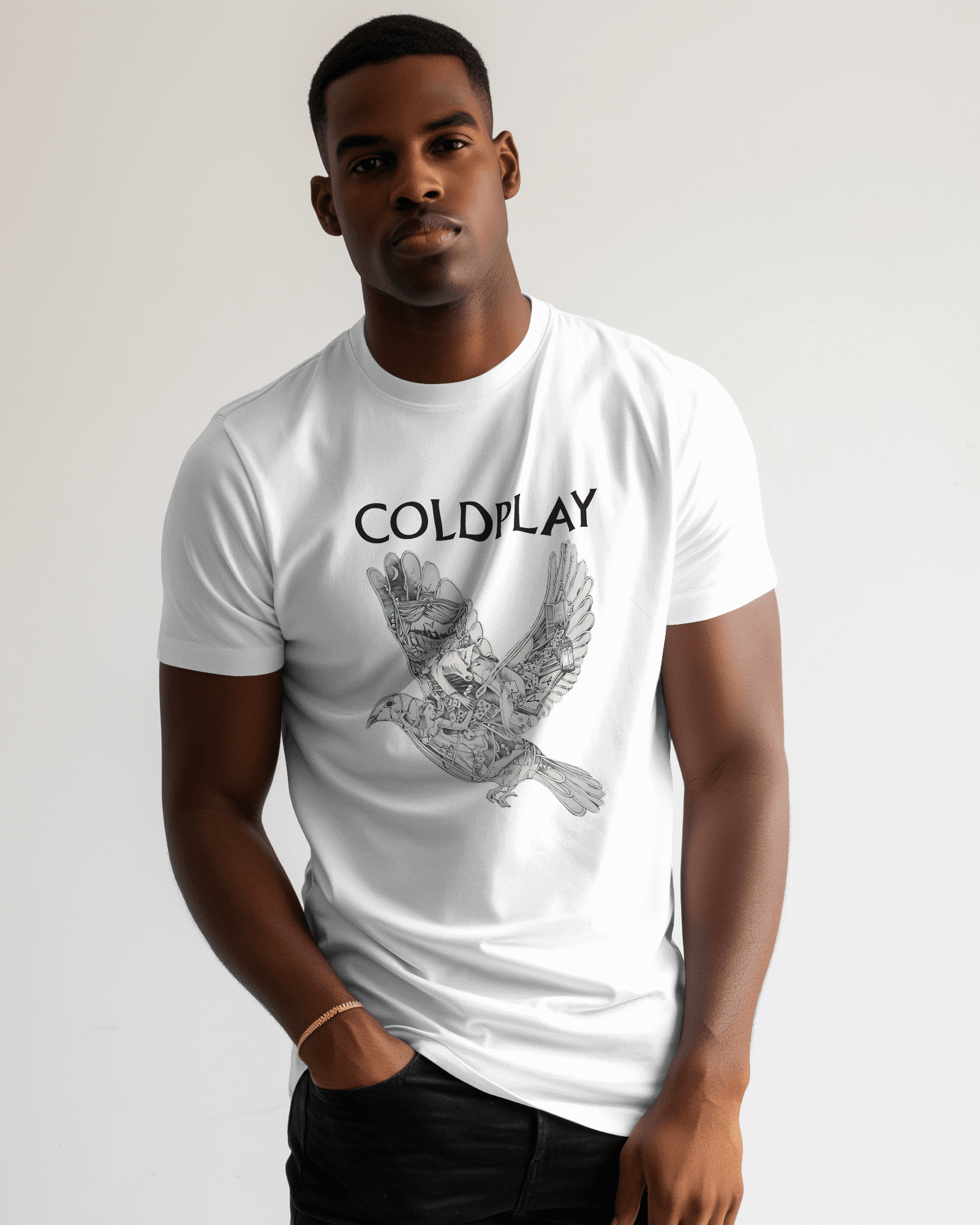 Coldplay White T-shirt by Nitorious Atelier featuring a clean and timeless design inspired by the band's iconic style. Made from premium cotton, this t-shirt ensures comfort, durability, and a perfect fit for everyday wear.