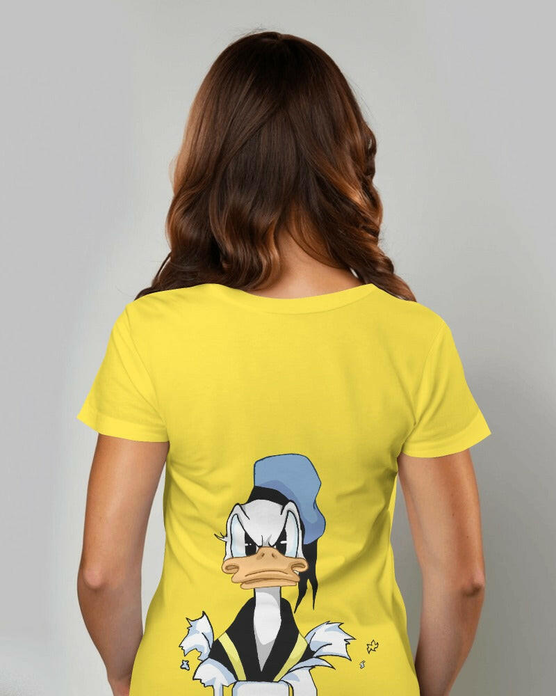 Nitorious Atelier's Yellow regular fit tee, featuring Donald Duck print, combines comfort and style effortlessly