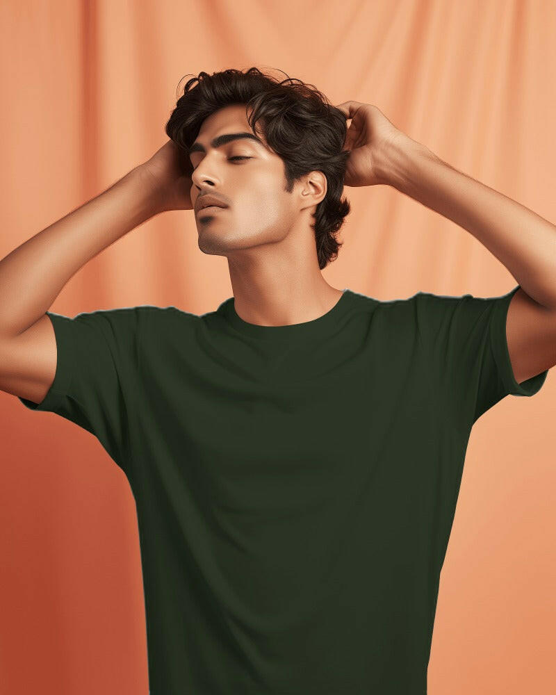 A classic regular-fit Pine Green tee from Nitorious Atelier, perfect for everyday wear with its timeless design and superior comfort